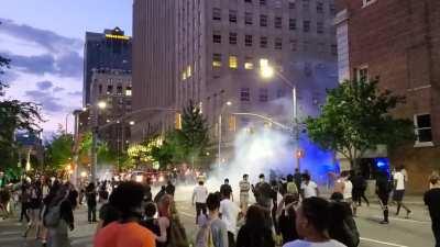 More tear gas and people throwing things