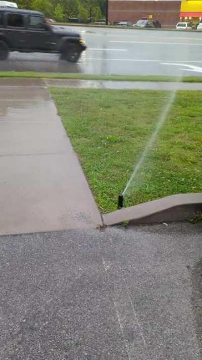 tryhard water spout in the rain