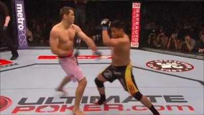 Cung Le spins Rich Franklin around with a perfect one punch KO.