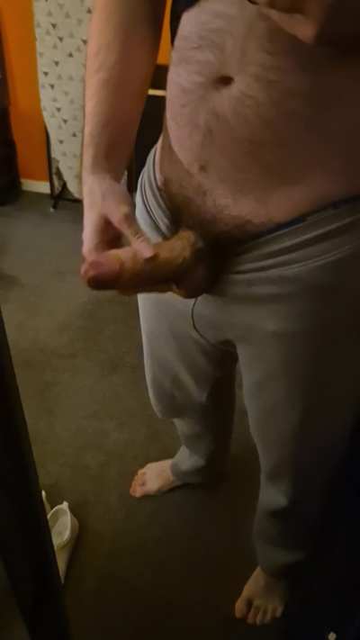 Grey joggers just can't contain how ready daddy is to breed (29)