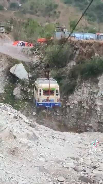 A Zipline that transports buses and other vehicles in Nepal.