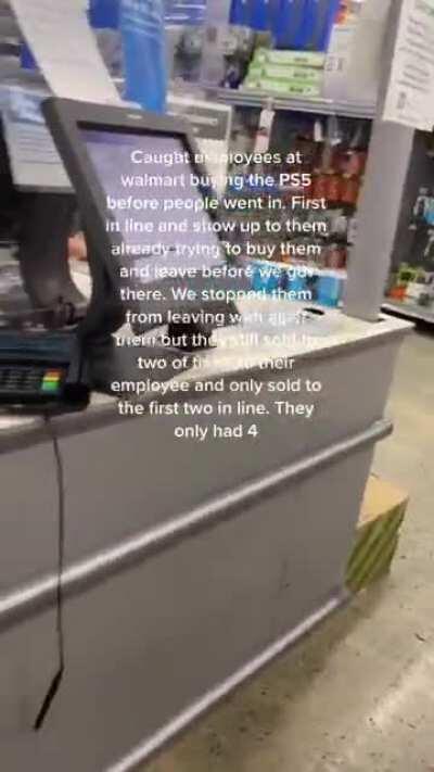 TikTok User catches Wal-Mart employees ringing up PS5s for themselves after User and others waited in line since 3am.