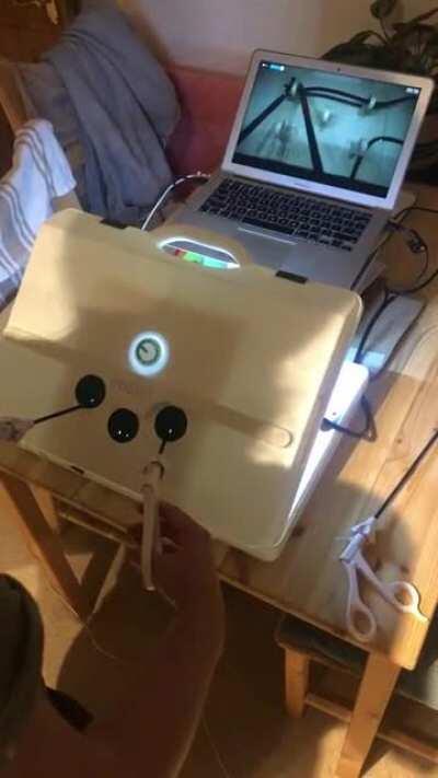 My girlfriend is training to be a surgeon and came home from work with this device to practice keyhole surgery technique using a laptop.