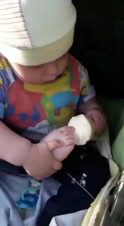 Well, that's one way to eat ice cream.