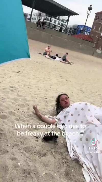 Having sex in public around families trying to enjoy the beach. Upset when called out.