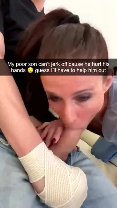 Mom helping son