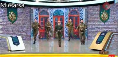 State TV in Iran has a new program after the protests started: Military men from Revolutionary Guards doing morning workout while praying!