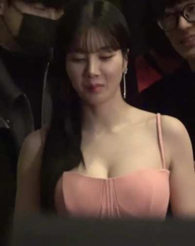 Eunbi in a pink dress