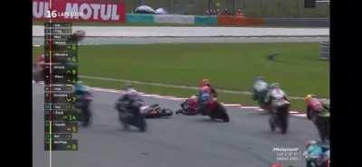 Amazing reaction by Moto3 rider Ryusei Yamanaka who avoids Stefano Nepa in very high speed corner.