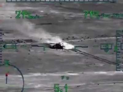 ISIS tanks gets blown up by Russian MI-28 Attack Helicopter (Syria, Date Unknown)