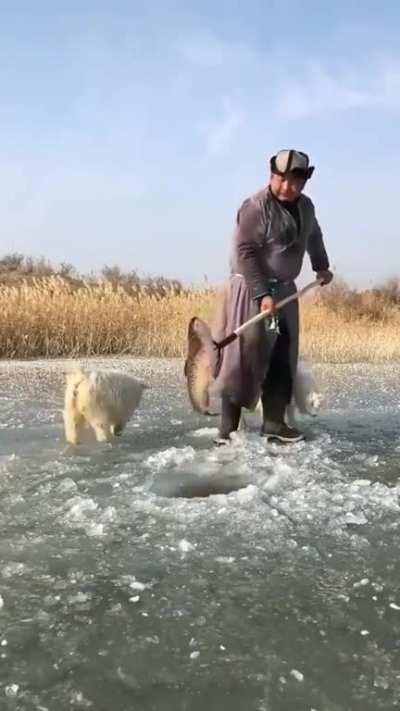 The way this guy is fishing