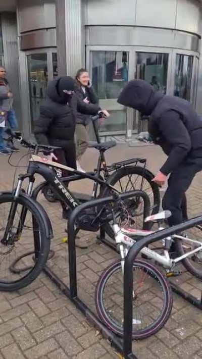 Friendly lad unlocking his bike