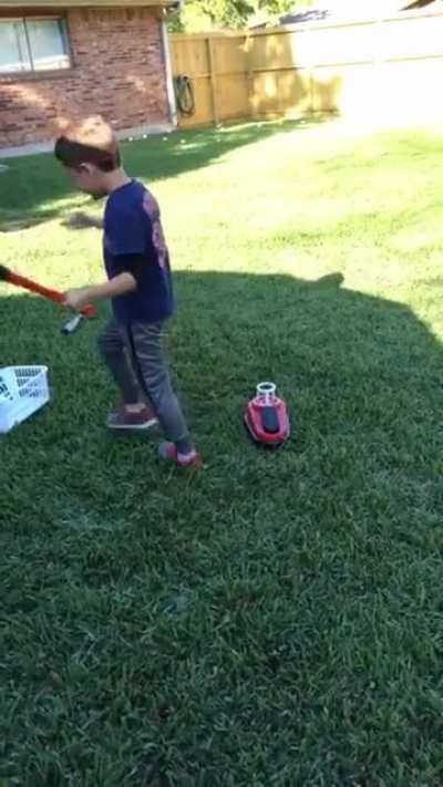 Practicing baseball