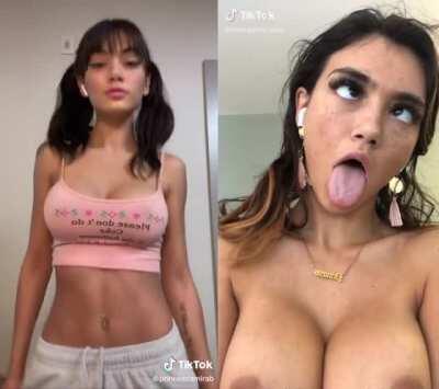 sexy tiktoker girl with big boobs