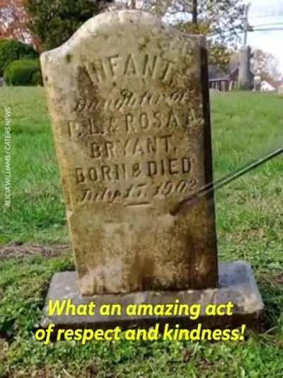 Alicia Williams spends her spare time cleaning old gravestones. Wonderful act of kindness and respect!