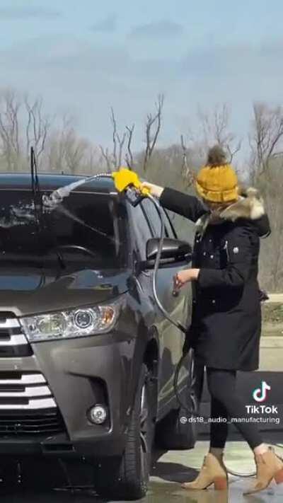 Just washing her car.