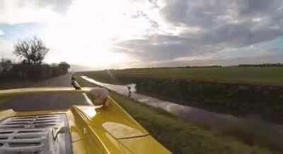 Wakeboarding behind this Ferrari