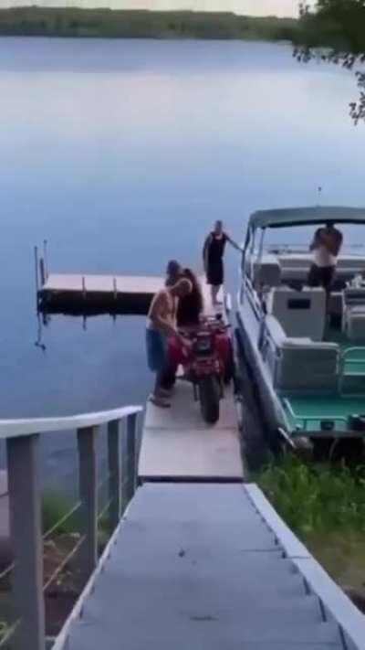 WCGW Getting ATV up a flight of dock stairs