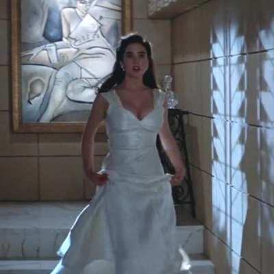 Jennifer Connelly's big tits in a white dress