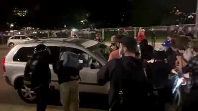 Progressive/Anarcho-Democrat BLMers surround innocent driver's car and assault him, so he drives through crowd (protestors survived)