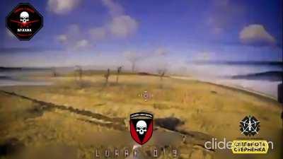 Russian tank. Ukrainian drone. Turret toss