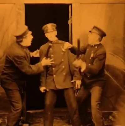 Silent film comedians vs the Police