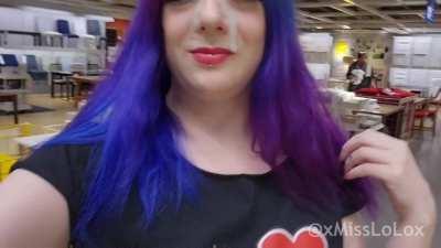 xMissLolox - Huge facial + IKEA Cumwalk!!