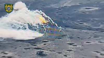 Javelin strike on Russian tank. Already after the impact the tank tried to hide behind smoke screen, or it was the detonation of smoke ammunition as a result of a hit. By the 53rd brigade of Ukraine.