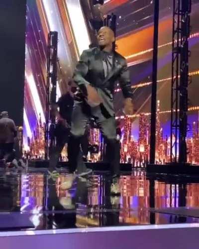 Terry Crews dancing to Thousand Miles before AGT went live today