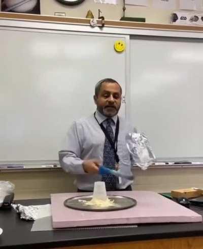 Professor levitating foil using science