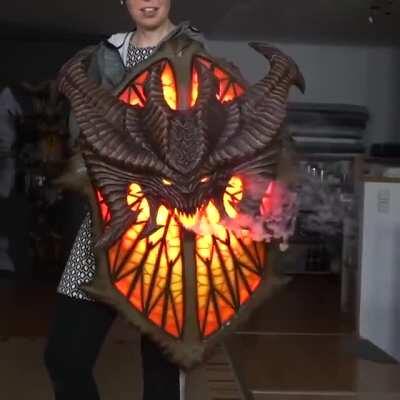 Self-made shield with 560 LEDs and a built in smoke machine