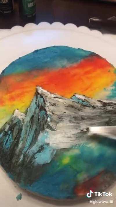 (X-post) Painting with Bob Ross, but a tasty twist… (tbh they did a good job)