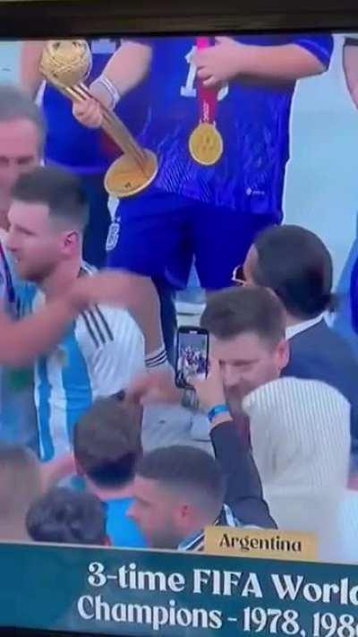 Salt Bae harrassing and grabbing Messi and touching the World Cup