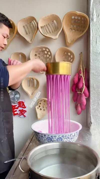 Making the purple noodles