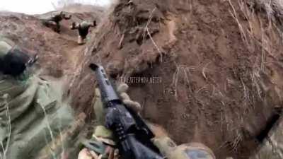 UAF soldiers of the 3rd brigade taking down Russian forces in a trench assault