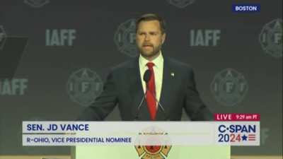 JD Vance gets booed by the Firefighters Union.