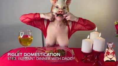 GingerCris - Piglet Domestication: S1E3 Elegant Dinner with Daddy 1080p/60fps 37m39s 🐷💩👅👩🏻‍🦰