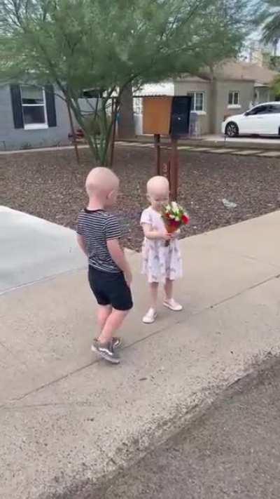 Meeting outside of the hospital for the first time.