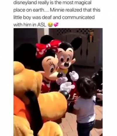 Minnie Communicates to Child in ASL at Disneyland!