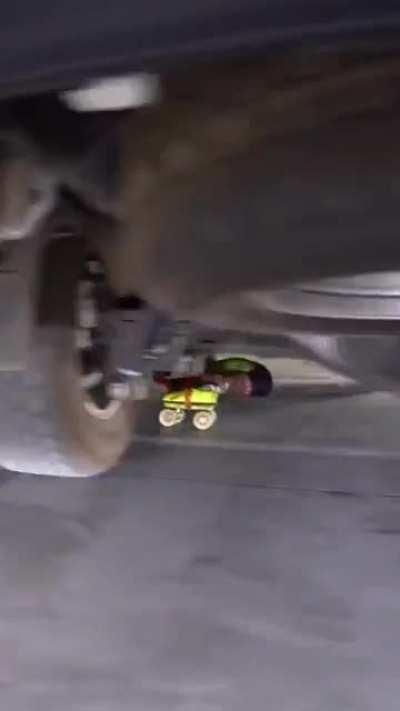 7 yo Deshna Nahar setting 'Limbo Skating' world record for being the fastest to skate under 20 cars at a stretch