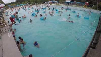 Eagle-eyed lifeguard rescues a person from drowning in pool.