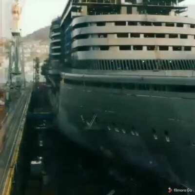 Timelapse of a cruise ship being built