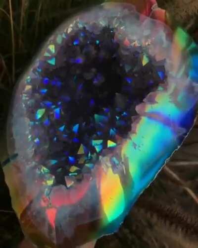 Rainbow Aura Amethyst Geode