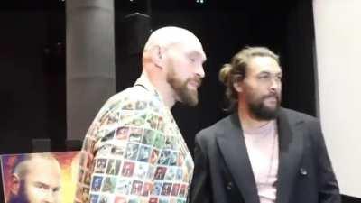 Two-Time World Heavyweight Champion Tyson Fury next to Jason Mamoa