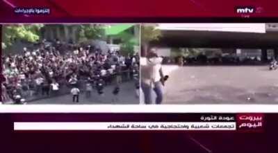 Hezbollah supporters cursing Aisha at today's protests