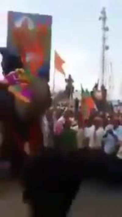 Keralites celebrating BJP victory in their own style with elephant &amp;amp; Music