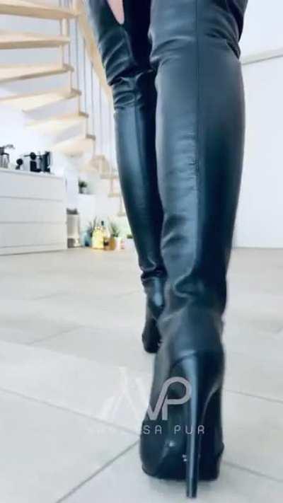 Walking in thigh high boots...