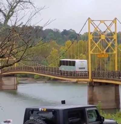 Bus Ignores Bridge Weight Limit.