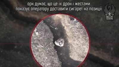 Russian solider confuses Ukranian drone with Russian one and asks it to drop some cigarettes