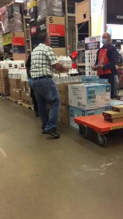 Home Depot Seven Corners-guy refuses to wear a mask. Stay safe out there.